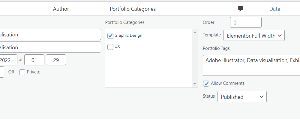 portfolio tags and categories